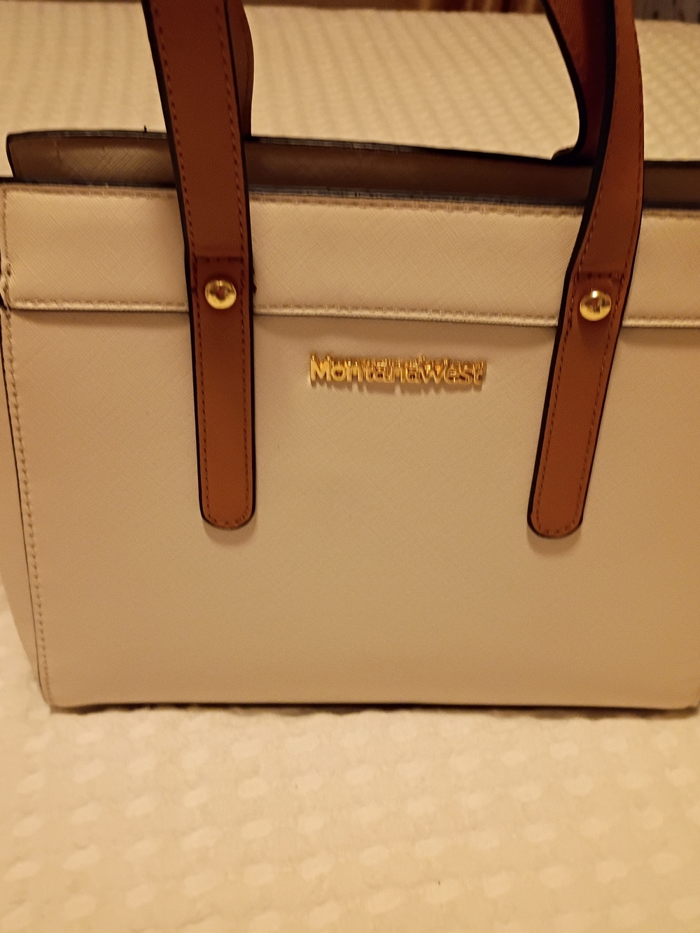 Montana West Cream and Tan Tote Set with Matching Wallet and Strap - Picture 4 of 6